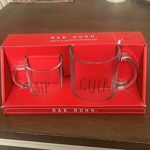 RAE Dunn Small & Large Clear Glass Mug Set